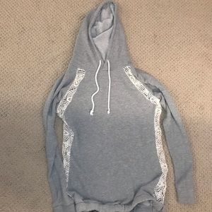 Lace side grey sweatshirt